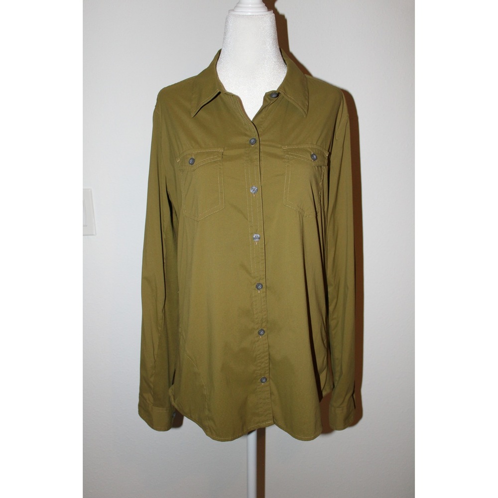 Marmot Women's Olive Green Long Sleeve Button Down Hiking Shirt Large L